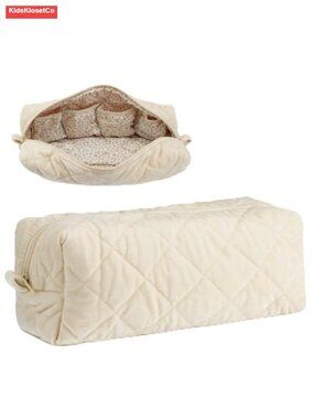Large Quilted Velvet Makeup Bag Cosmetic Toiletry Organizer Pouch Travel